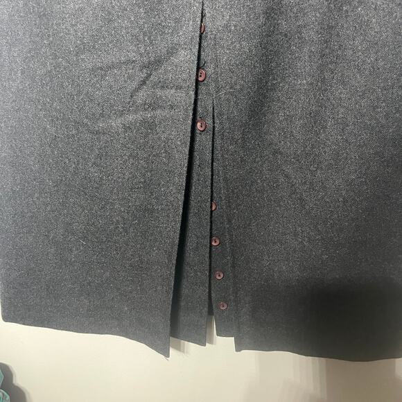 Lauren Matthews Skirt VTG 90s Midi Charcoal Gray Wool Back Slit Office Career 8 - Picture 3 of 6